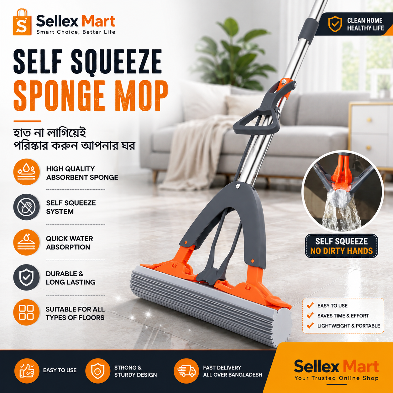 Self Squeeze Sponge Mop